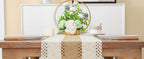 Boho Farmhouse Linen Table Runner with Tassels–Rustic Macrame, Burlap & Cotton Blend for Summer Home Decor and Holiday Events