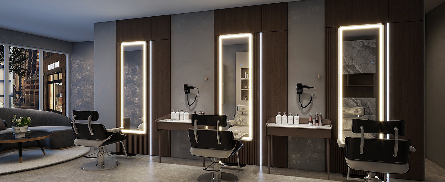 63"x20" Full Length Mirror with Lights,LED Mirror Full Length,Lighted Floor Mirror with Stand,Full Body Mirror with Dimming