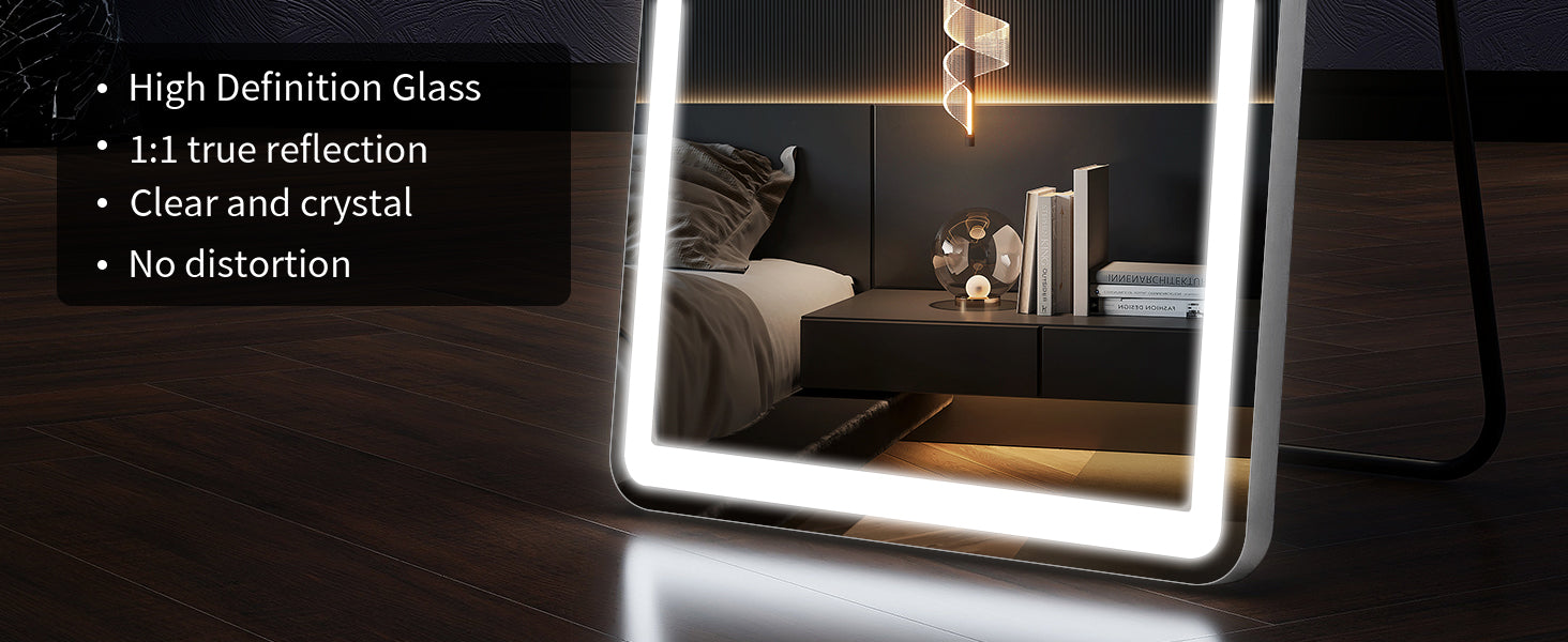 63"x20" Full Length Mirror with Lights,LED Mirror Full Length,Lighted Floor Mirror with Stand,Full Body Mirror with Dimming