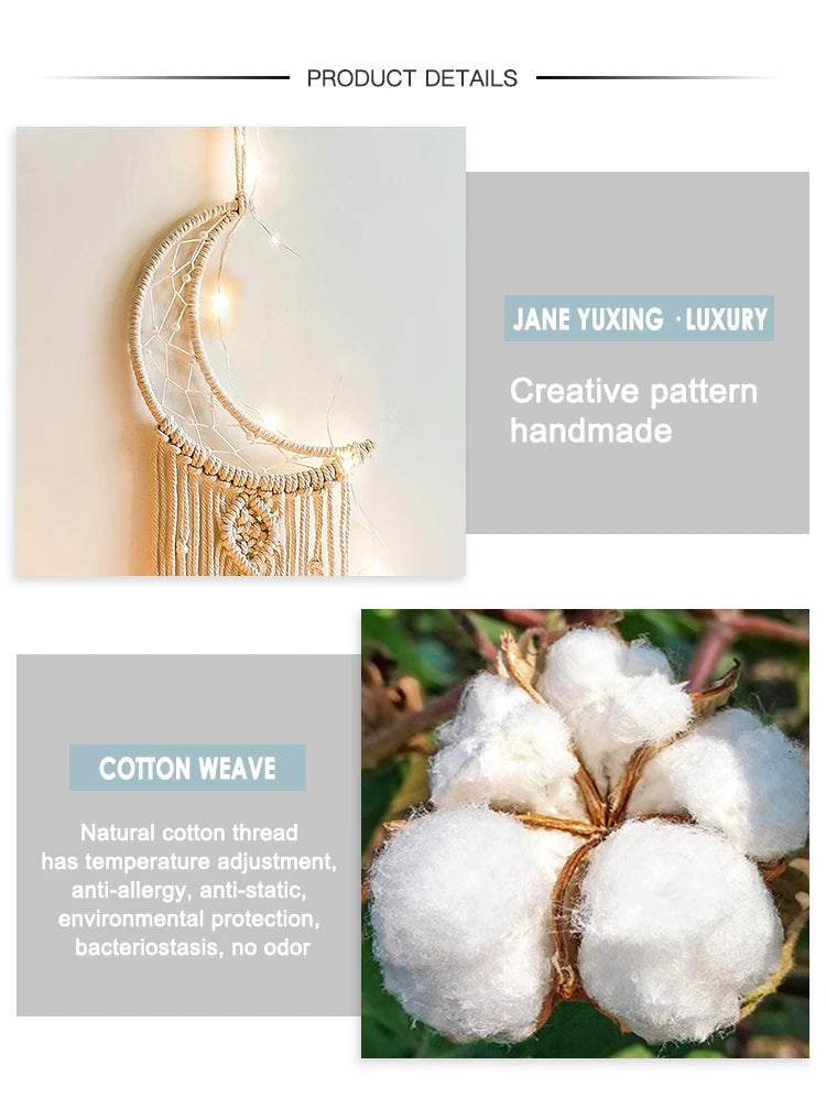 Macrame Dream Catcher Boho Home Decor Moon Ramadan Decoration Macrame Wall Hanging Baby Nordic Room Decoration for Kids Nursery