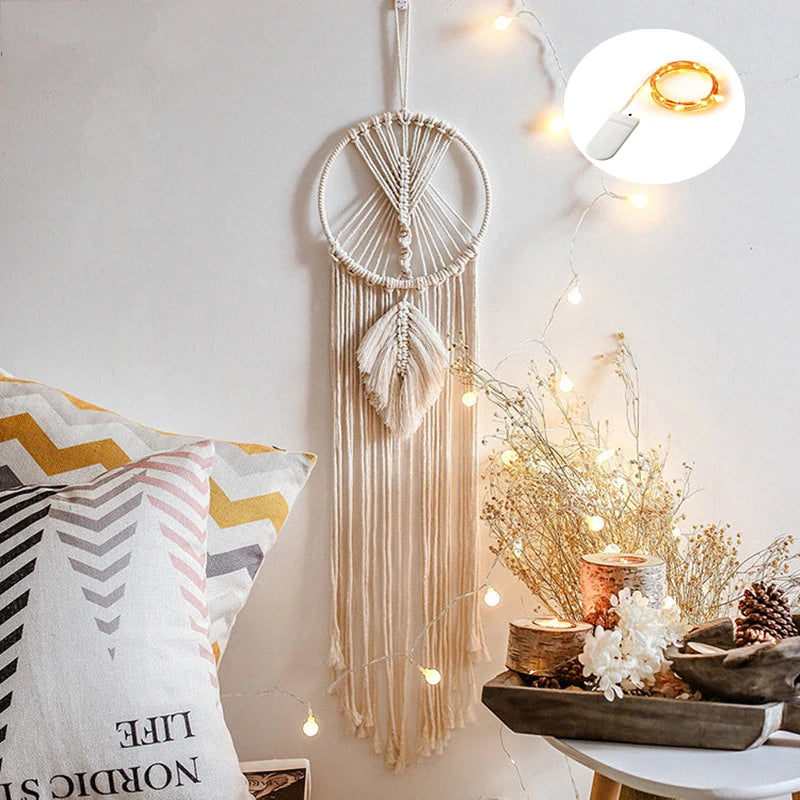 Macrame Dream Catcher Boho Home Decor Moon Ramadan Decoration Macrame Wall Hanging Baby Nordic Room Decoration for Kids Nursery