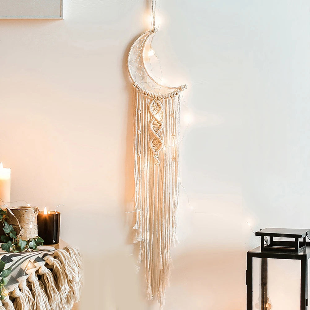Macrame Dream Catcher Boho Home Decor Moon Ramadan Decoration Macrame Wall Hanging Baby Nordic Room Decoration for Kids Nursery
