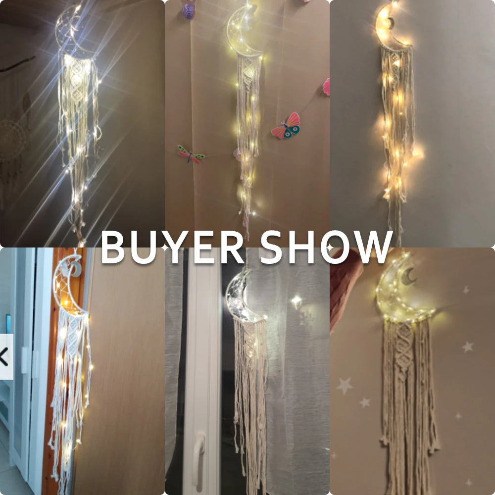 Macrame Dream Catcher Boho Home Decor Moon Ramadan Decoration Macrame Wall Hanging Baby Nordic Room Decoration for Kids Nursery