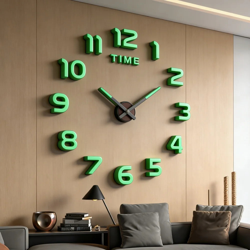 Large 3D Wall Clock Luminous Classic Wall Clocks DIY Digital Clock Wall Watches Stickers Silent Clock for Home Living Room Table