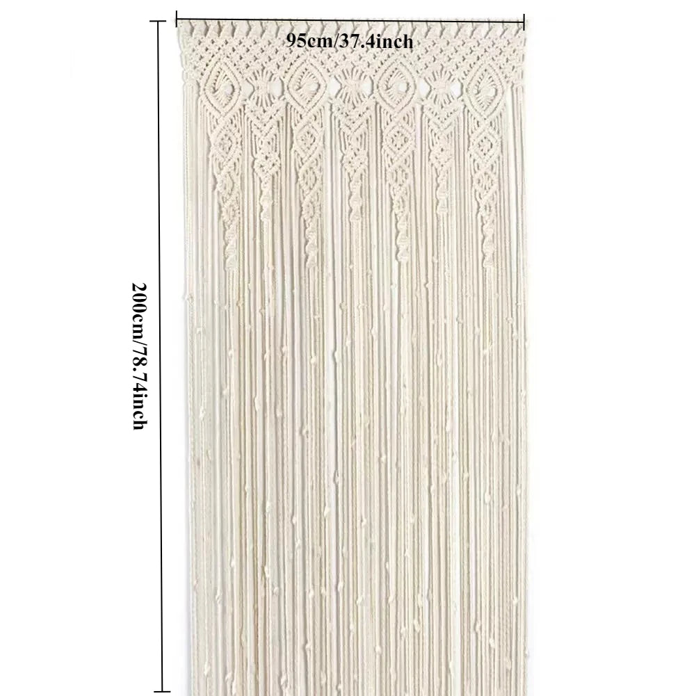 Hand-woven Macrame Door Curtain Bohemia Wall Hanging Tapestry For Home Window Doorway Bedroom Living Room Wedding Backdrop Decor