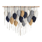 Large Macrame Wall Hanging Boho Woven Tapestry Chic Home Decor Modern Bohemian Handmade Leaf Feather Wall Art Decorations