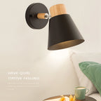 Nordic Wood Wall Lights Bedroom Bedside Lamp Black Creative Modern E27 Wall Lamps Suspension LED Home Lighting Sconce Room Decor
