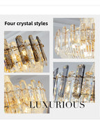 2025 Light Luxury Crystal Ceiling Chandelier Amber And Smoky Grey Crystal Circular Living Room Elegant Ceiling Lamps LED Lustre