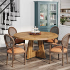 Tribesigns Round Dining Table for 4, 47 Inch Farmhouse Kitchen Table Small Dinner Table Kitchen Dinning Table for Dining Room