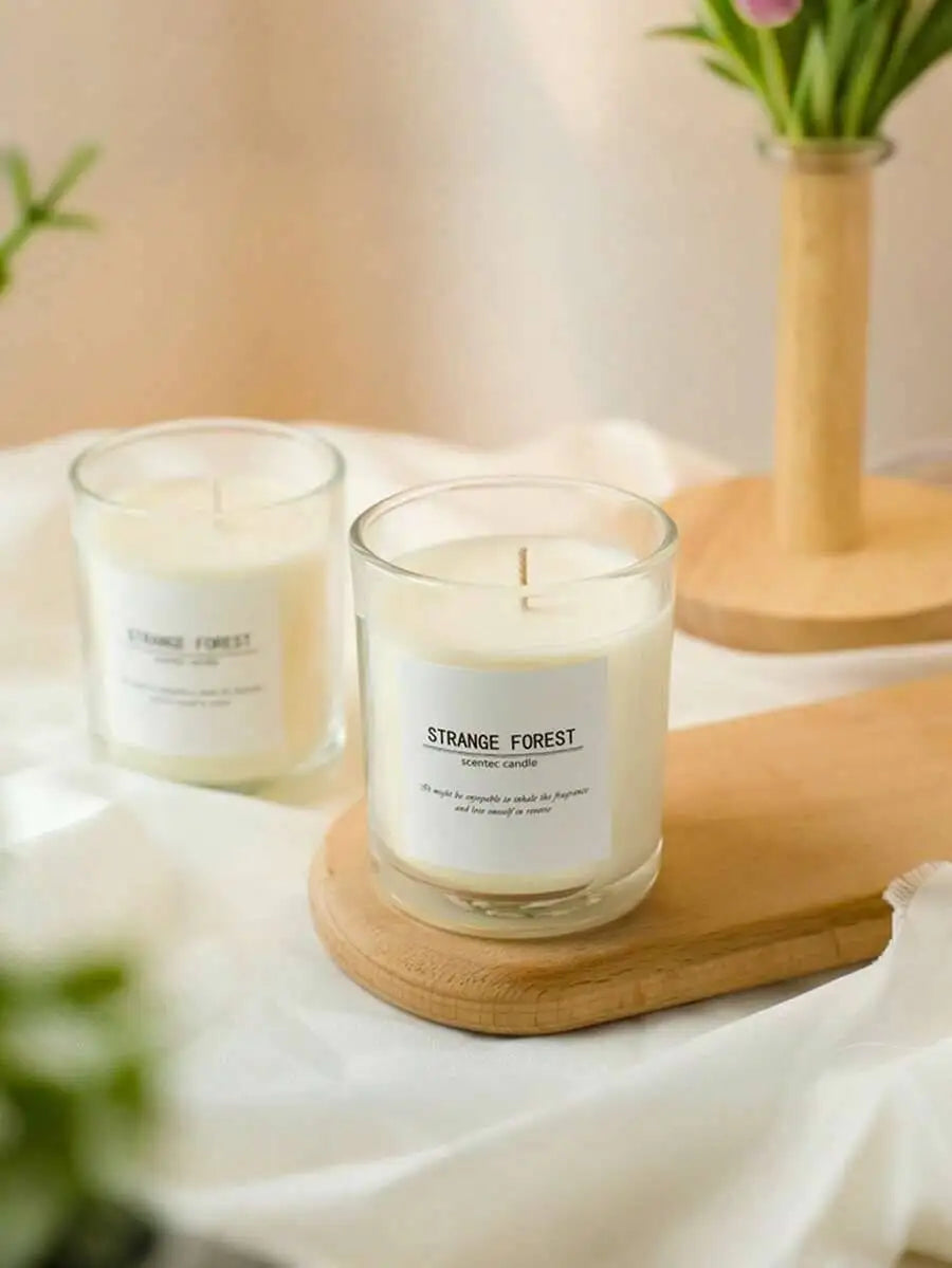 1Pc Glass Scented Candle Cup, Made Of Soy Wax, Gardenia Vanilla Scents, Warm White Unscented Transparent Glass,