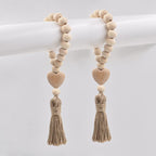 Wood Bead Garland Farmhouse Wall Hanging Home Decor DIY Handmade Garland with Jute Rustic Wall Tassel Bead Ornament Boho Gift