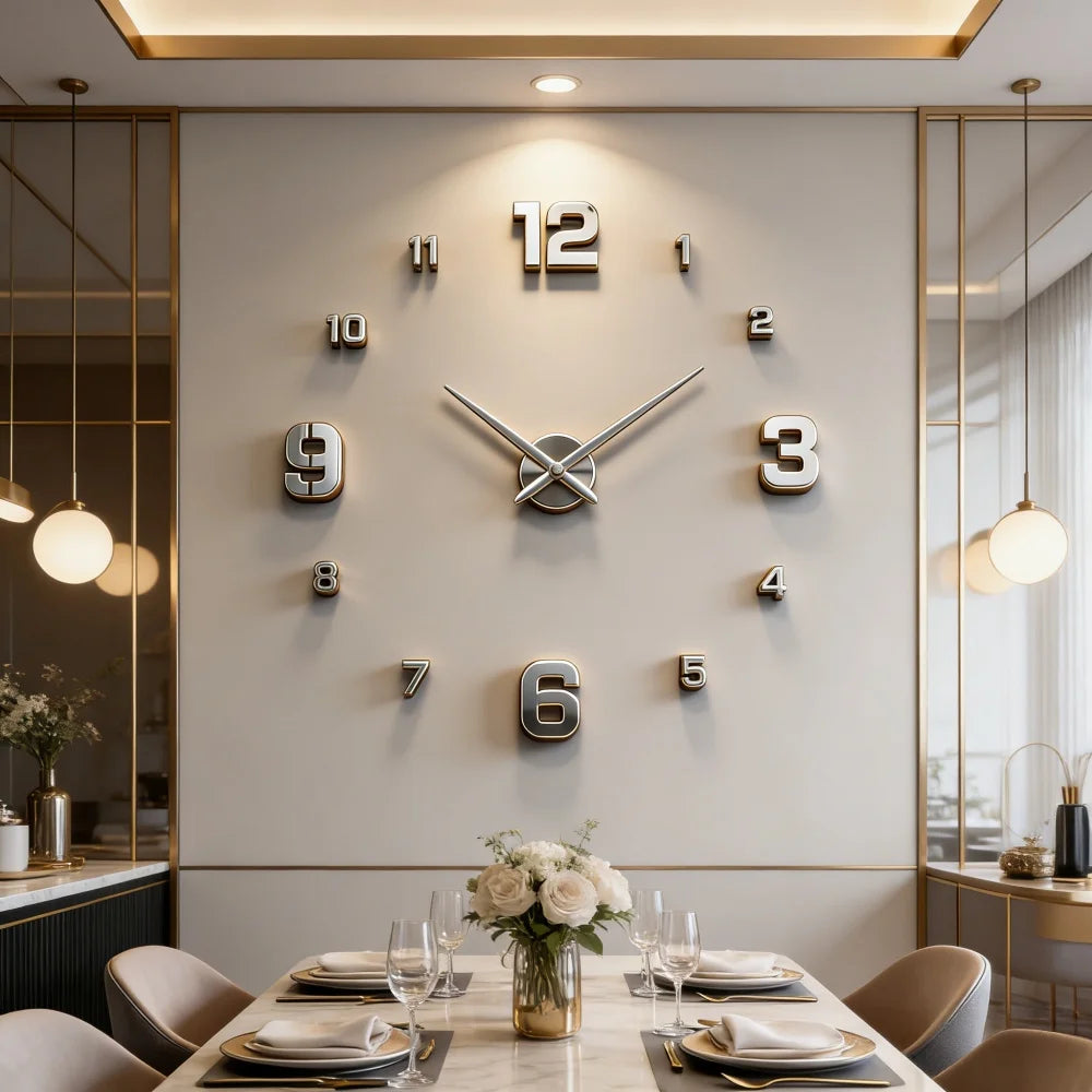 Large 3D Wall Clock Luminous Classic Wall Clocks DIY Digital Clock Wall Watches Stickers Silent Clock for Home Living Room Table