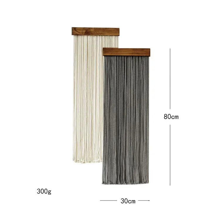 Macrame Wall Hanging Tapestry with Wooden Stick Hand-Woven Bohemia Tassel Curtain Tapestry Wedding Backgrou Boho Decor
