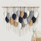 Large Macrame Wall Hanging Boho Woven Tapestry Chic Home Decor Modern Bohemian Handmade Leaf Feather Wall Art Decorations