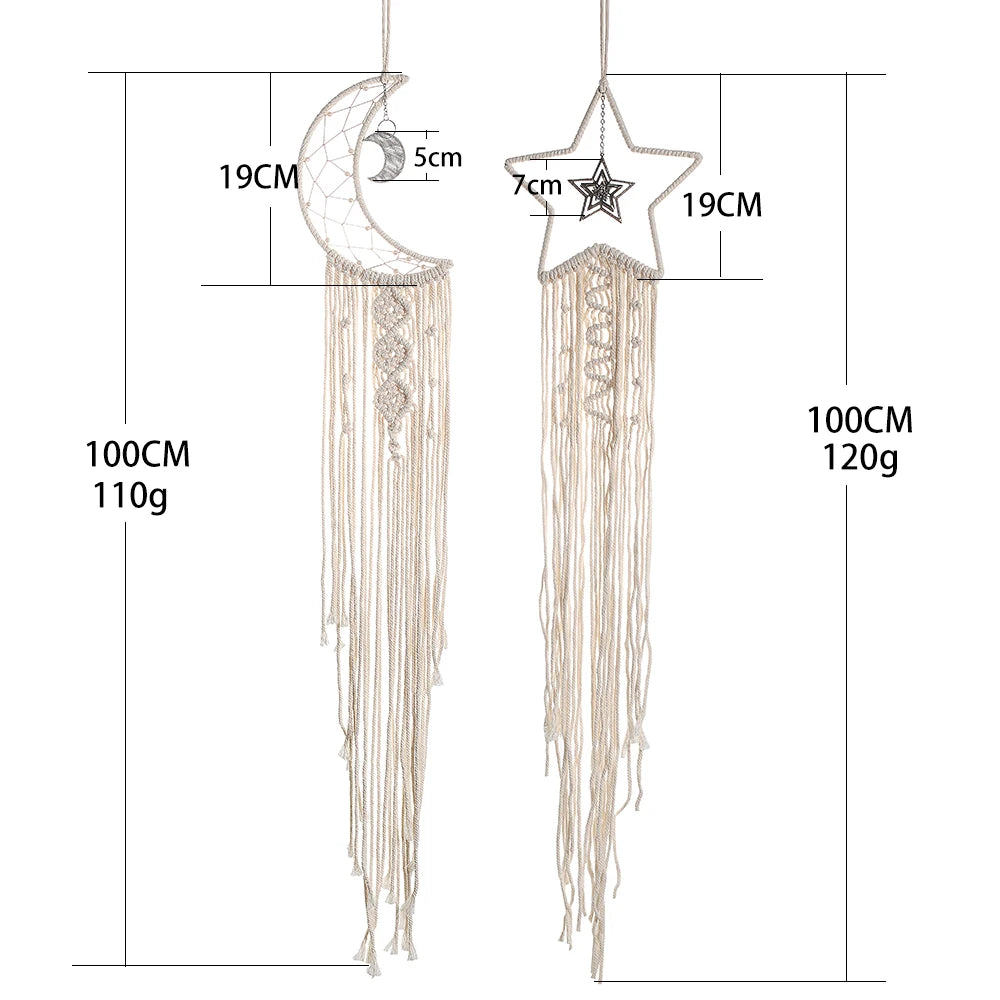 Macrame Dream Catcher Boho Home Decor Moon Ramadan Decoration Macrame Wall Hanging Baby Nordic Room Decoration for Kids Nursery