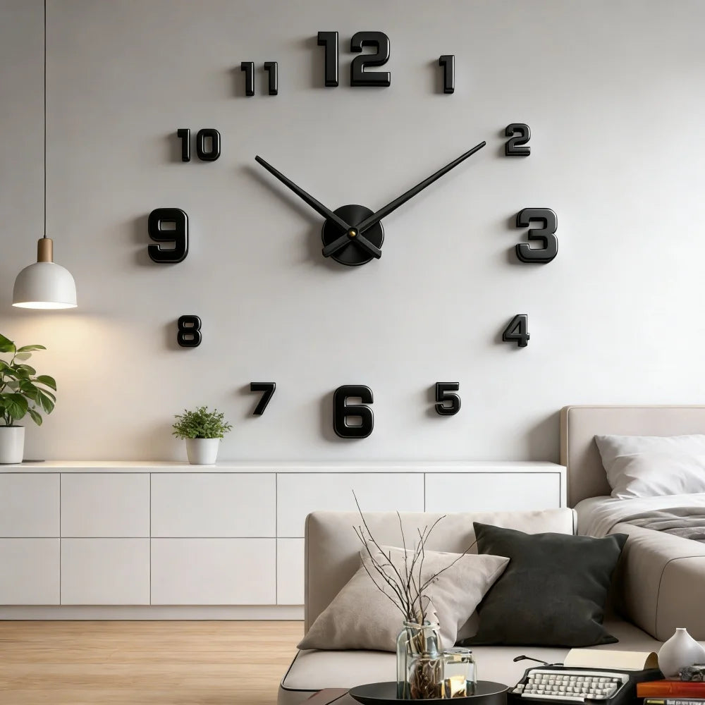 Large 3D Wall Clock Luminous Classic Wall Clocks DIY Digital Clock Wall Watches Stickers Silent Clock for Home Living Room Table
