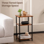 JHK 2/3-Tier End Table Side Tables with Adjustable Feet Small Nightstand Steel Frame Space-Saving for Bedroom Living Room Office