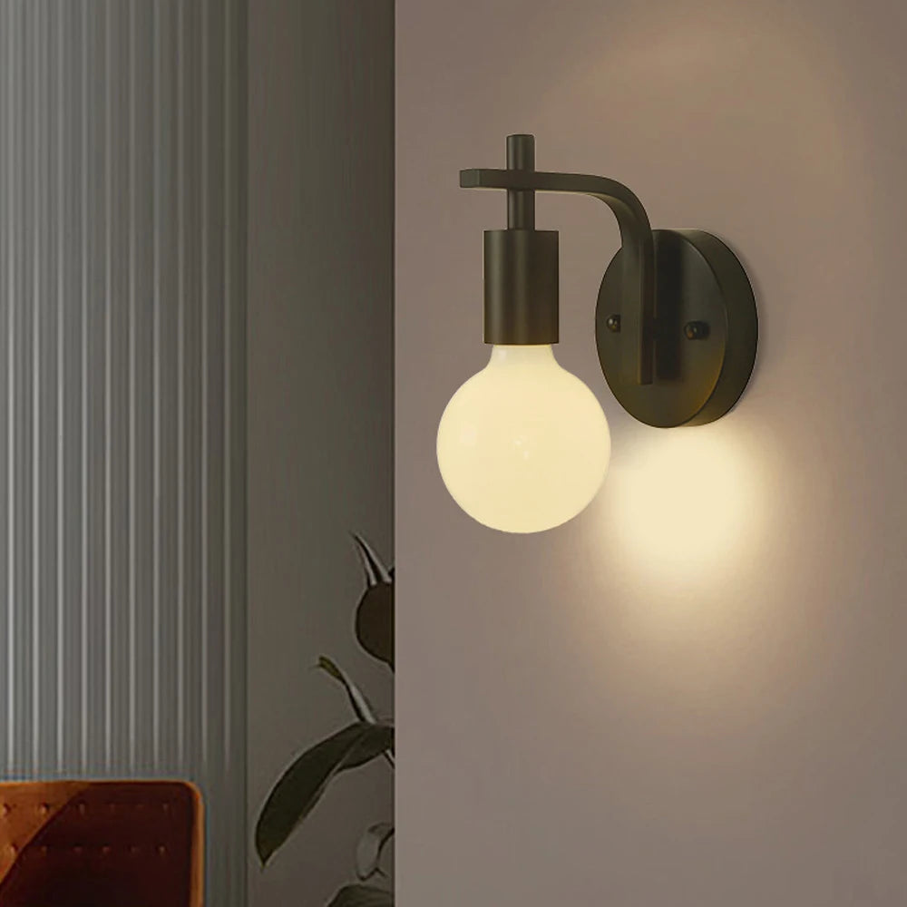Nordic Wood Wall Lights Bedroom Bedside Lamp Black Creative Modern E27 Wall Lamps Suspension LED Home Lighting Sconce Room Decor