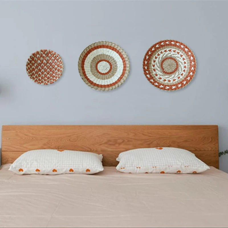 Boho Hand Woven Wall Basket Hanging Home Decorative Rustic Wall Basket Decor Pendants For Kitchen Farmhouse Table Living Room