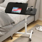 Movable Overbed Table With Wheels, Adjustable Height Overbed Table, Rolling Tray Table, Medical Bedside Desk For Home Office