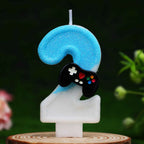 Game Controller Number Candles 0-9, Blue Glitter Video Game Birthday Cake Topper, Gamer Themed Number Candle for Boys Birthday P