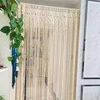 Hand-woven Macrame Door Curtain Bohemia Wall Hanging Tapestry For Home Window Doorway Bedroom Living Room Wedding Backdrop Decor