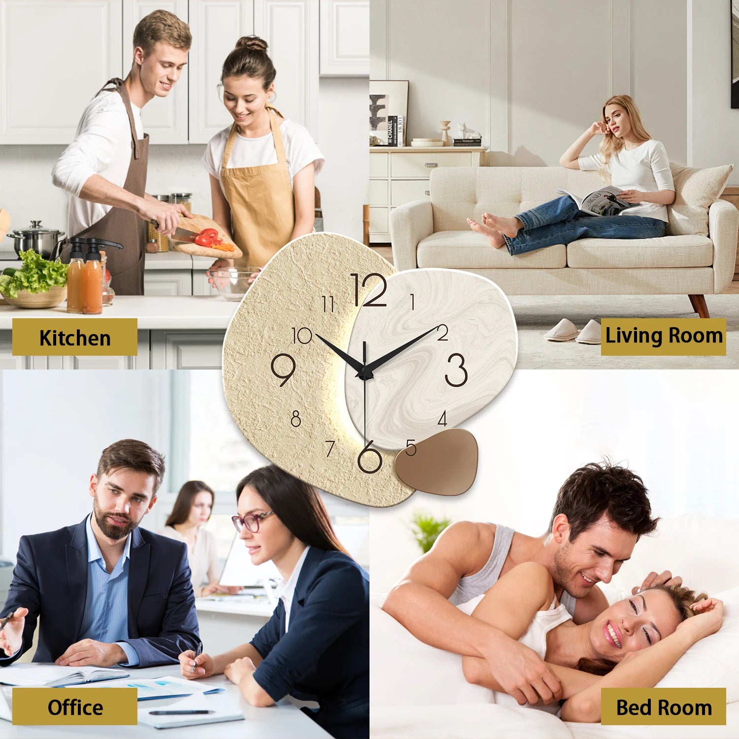 Modern Simple Wall Clock, Silent Quartz Clock, Bedroom Clock Living Room Sofa Background Decoration Wall Clock, No Battery