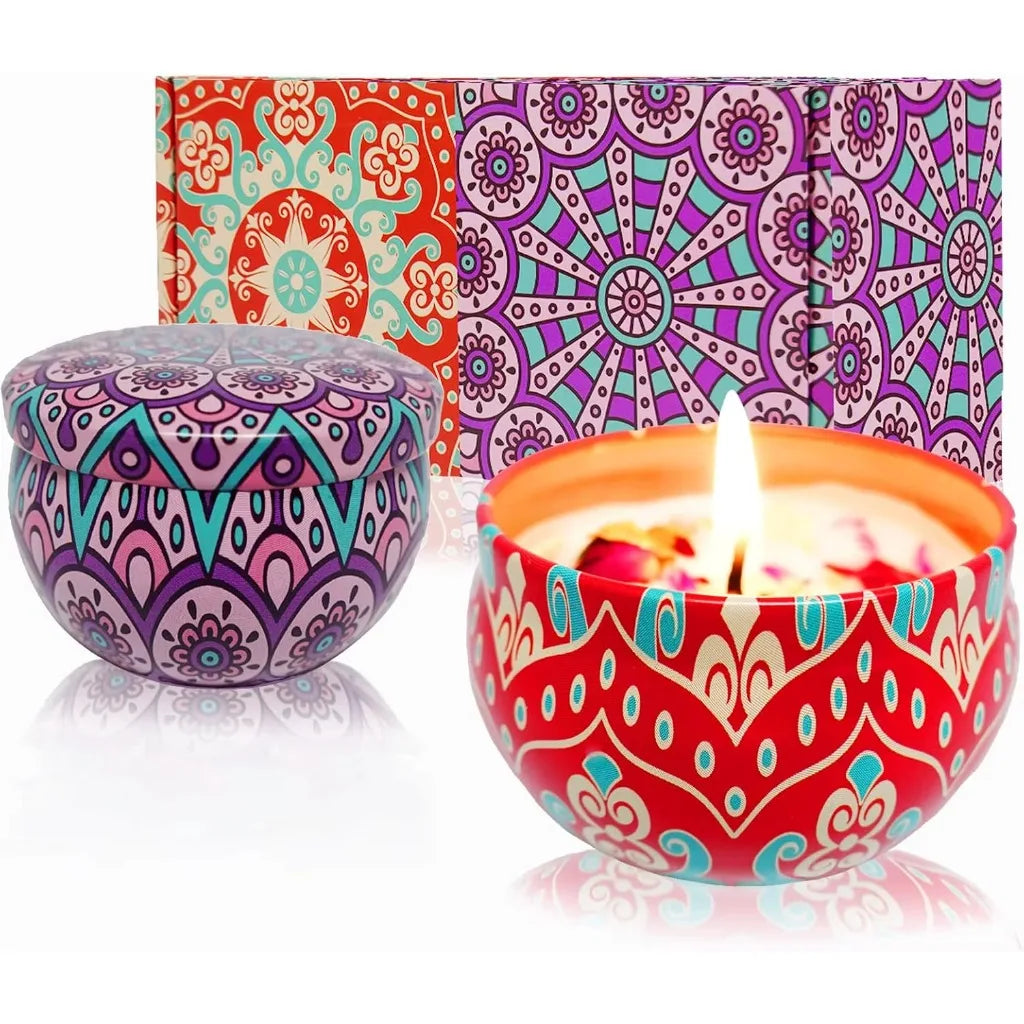 Fragrance Candle, Natural Essential Oil, Clean Burn, Decorative Tin Can, Indoor Aroma, Household