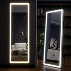 63"x20" Full Length Mirror with Lights,LED Mirror Full Length,Lighted Floor Mirror with Stand,Full Body Mirror with Dimming