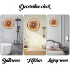 1pc wooden ring veneer wall clock, flat wood cross section texture pattern solid wood pointer design wall clock, silent clock