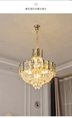 2025 Light Luxury Crystal Ceiling Chandelier Amber And Smoky Grey Crystal Circular Living Room Elegant Ceiling Lamps LED Lustre