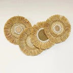 Natural Raffia Woven Bohemian Wall Decoration 30CM Round Wall Accents Handmade Scandinavian Hanging Decoration Boho Home Decor
