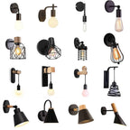 Nordic Wood Wall Lights Bedroom Bedside Lamp Black Creative Modern E27 Wall Lamps Suspension LED Home Lighting Sconce Room Decor