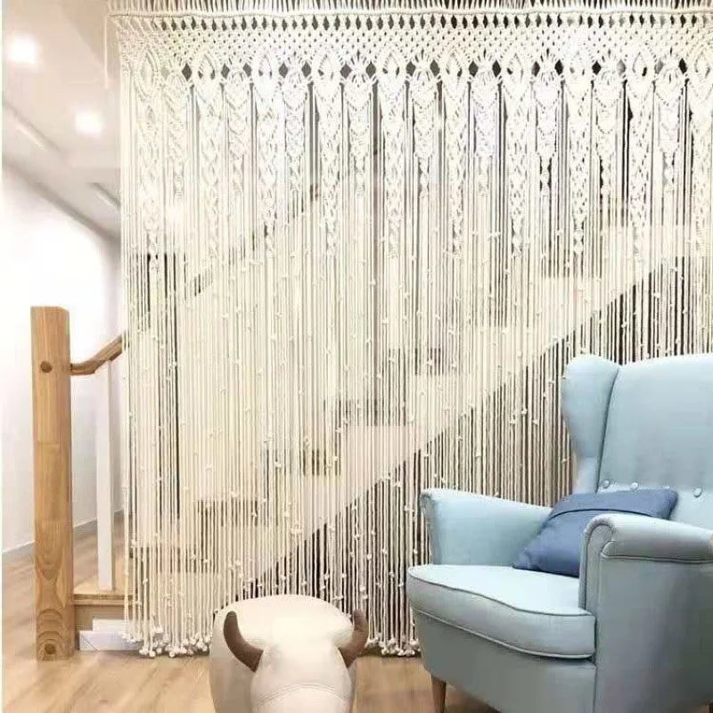 Hand-woven Macrame Door Curtain Bohemia Wall Hanging Tapestry For Home Window Doorway Bedroom Living Room Wedding Backdrop Decor