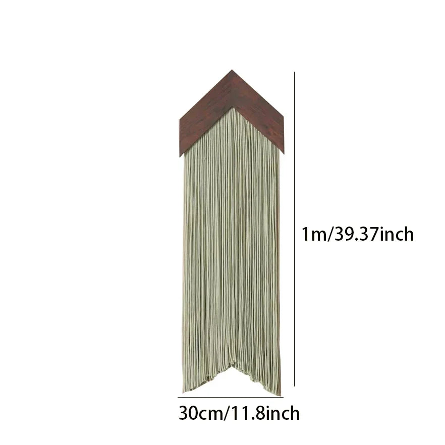Macrame Wall Hanging Tapestry with Wooden Stick Hand-Woven Bohemia Tassel Curtain Tapestry Wedding Backgrou Boho Decor
