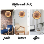 1pc wooden ring veneer wall clock, flat wood cross section texture pattern solid wood pointer design wall clock, silent clock