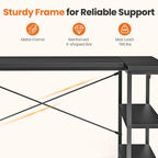JHK L Shaped Desk 47 Inch Computer Desk Gaming Furniture Corner Desks Home Office PC Table with Reversible Storage Shelves