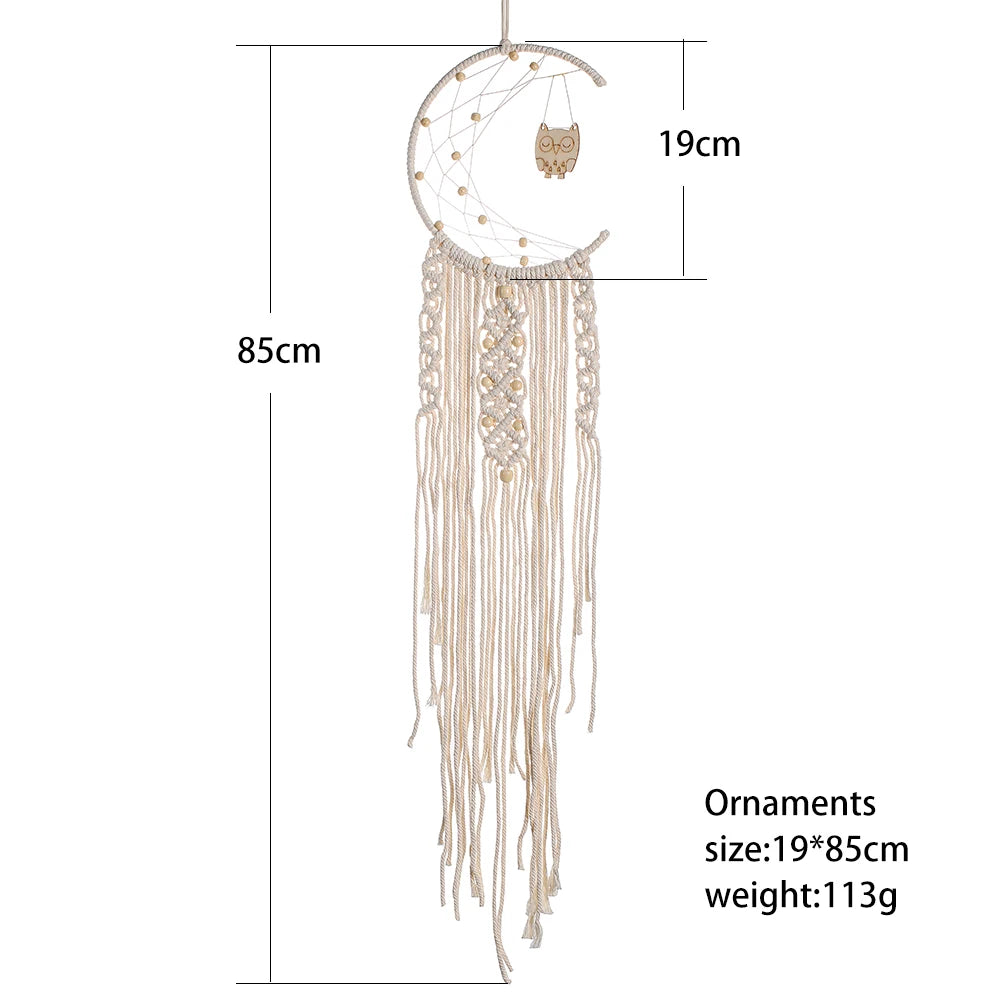 Macrame Dream Catcher Boho Home Decor Moon Ramadan Decoration Macrame Wall Hanging Baby Nordic Room Decoration for Kids Nursery