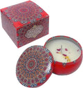 Bohemian Floral Tin Candle with Rose Petals | Natural Essential Oils for Home Decor, Odor Control & Emergency Lighting