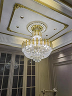 2025 Light Luxury Crystal Ceiling Chandelier Amber And Smoky Grey Crystal Circular Living Room Elegant Ceiling Lamps LED Lustre