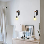 Nordic Wood Wall Lights Bedroom Bedside Lamp Black Creative Modern E27 Wall Lamps Suspension LED Home Lighting Sconce Room Decor