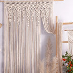 Hand-woven Macrame Door Curtain Bohemia Wall Hanging Tapestry For Home Window Doorway Bedroom Living Room Wedding Backdrop Decor
