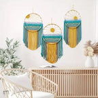 Hand-woven Cotton Rope Sunrise Sunset Tapestry Bohemian Colorful Sunrise Sunset Wall Art with Tassel Decorative