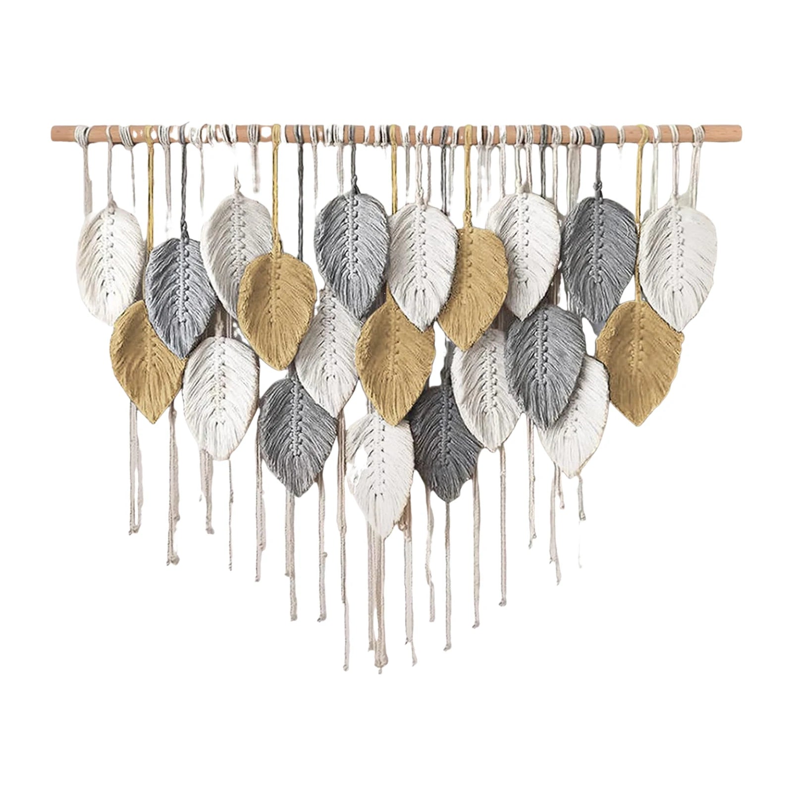 Large Macrame Wall Hanging Boho Woven Tapestry Chic Home Decor Modern Bohemian Handmade Leaf Feather Wall Art Decorations