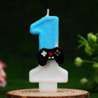 Game Controller Number Candles 0-9, Blue Glitter Video Game Birthday Cake Topper, Gamer Themed Number Candle for Boys Birthday P