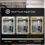 20x28 inch LED Bathroom Mirror Vanity Mirrors with Backlit Lights Fogless Makeup Mirror Wall Mounted with Demister