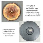 1pc wooden ring veneer wall clock, flat wood cross section texture pattern solid wood pointer design wall clock, silent clock
