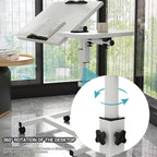 Movable Overbed Table With Wheels, Adjustable Height Overbed Table, Rolling Tray Table, Medical Bedside Desk For Home Office