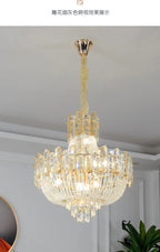 2025 Light Luxury Crystal Ceiling Chandelier Amber And Smoky Grey Crystal Circular Living Room Elegant Ceiling Lamps LED Lustre
