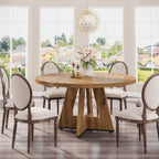 Tribesigns Round Dining Table for 4, 47 Inch Farmhouse Kitchen Table Small Dinner Table Kitchen Dinning Table for Dining Room